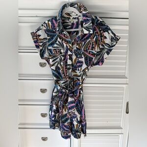 Biden Colorful Leaf Print Romper